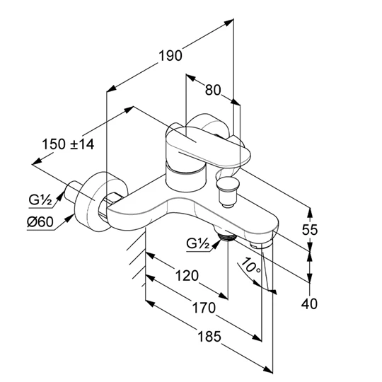 Kludi-X1 kádcsaptelep fekete