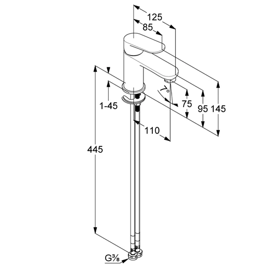 Kludi-X1 mosdócsaptelep 75 leeresztő nélkül fekete