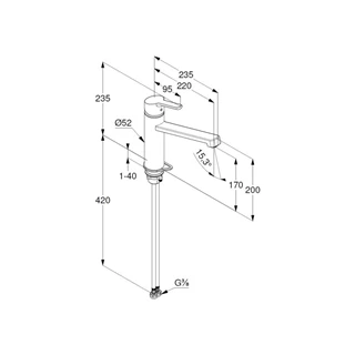 Kludi M3 álló mosogató csaptelep króm
