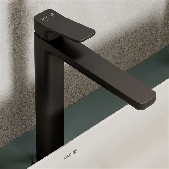 Kludi X3 mosdócsaptelep 110 , leer. Push-Open leer.,matt fekete