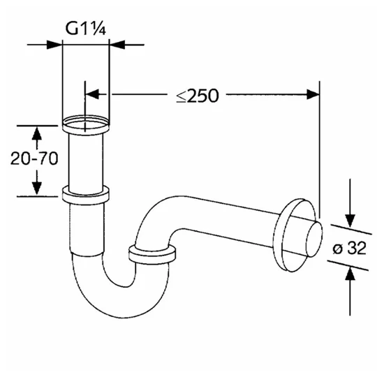 Kludi csőszifon króm, 32-5/4" 25cm