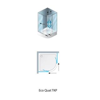 Kolpa San Eco Quat TKP 80/K fekete profilú zuhanykabin+Ontex 80/O előlapos tálca+szifon
