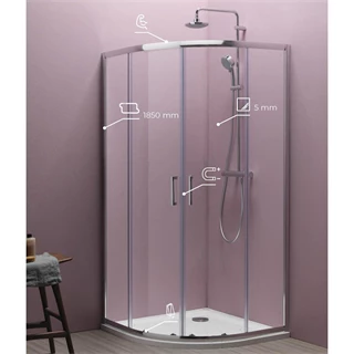 Kolpa San Eco Quat TKP 80/K fekete profilú zuhanykabin+Ontex 80/O előlapos tálca+szifon