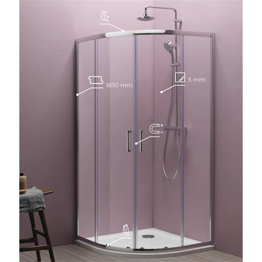 Kolpa San Eco Quat TKP 80/K fekete profilú zuhanykabin+Ontex 80/O előlapos tálca+szifon