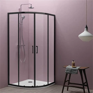 Kolpa San Eco Quat TKP 80/K fekete profilú zuhanykabin+Ontex 80/O előlapos tálca+szifon