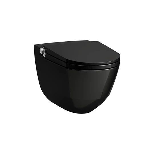 Laufen Cleanet Riva FEKETE FÉNYES 020 WC SZETT +falba épített tartály +választh. nyomólap +ajándék szénszűrő & vízkőoldó