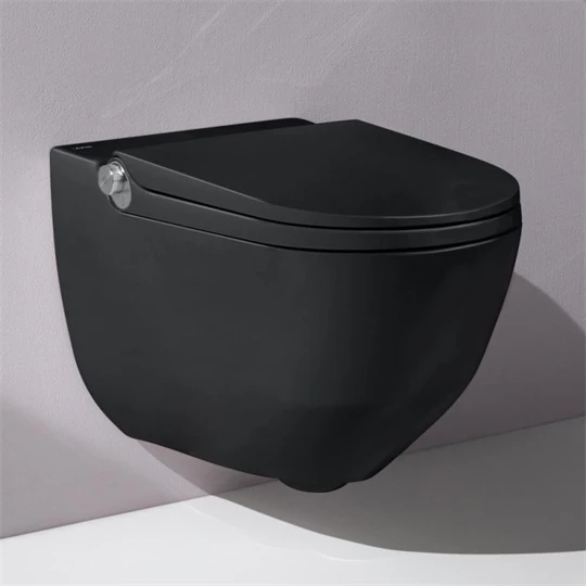 Laufen Cleanet Riva FEKETE MATT 716 WC SZETT +falba épített tartály +választh. nyomólap +ajándék szénszűrő és vízkőoldó