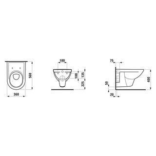 Laufen Pro WC csésze mélyöblítésű fali 4.5/3liter fehér