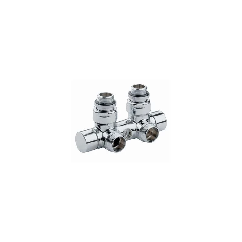 Lazzarini design radiátorhoz 3/4" eurokónuszos sarok előremenő és visszatérő radiátorszelep 50 mm-es csatl., króm