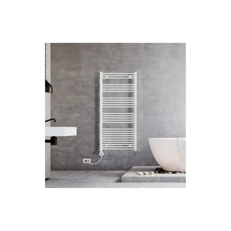 Lazzarini E-BOLZANO elektromos törölközőszárító radiátor egyenes, fehér, 1200x500 mm