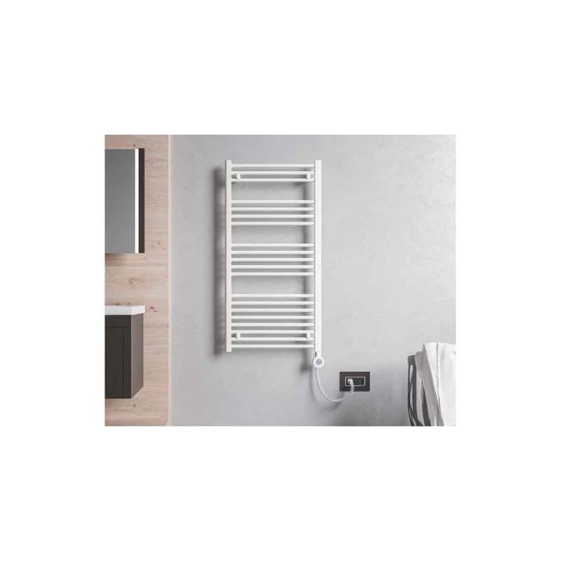 Lazzarini E-BOLZANO elektromos törölközőszárító radiátor egyenes, fehér, 1800x600 mm