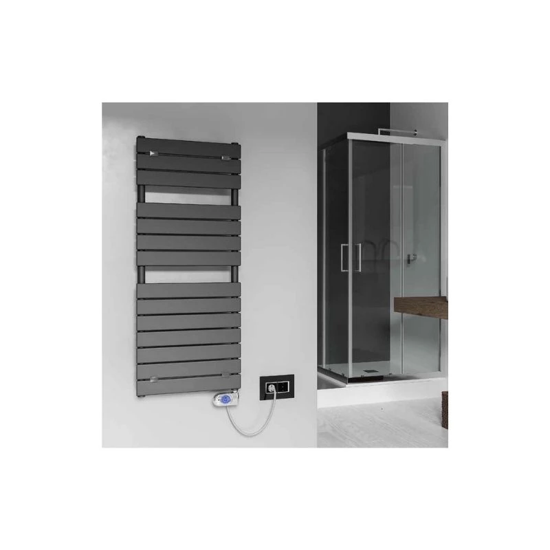 Lazzarini E-PALERMO elektromos törölközőszárító radiátor egyenes, antracit (VOV12), 1213x500 mm