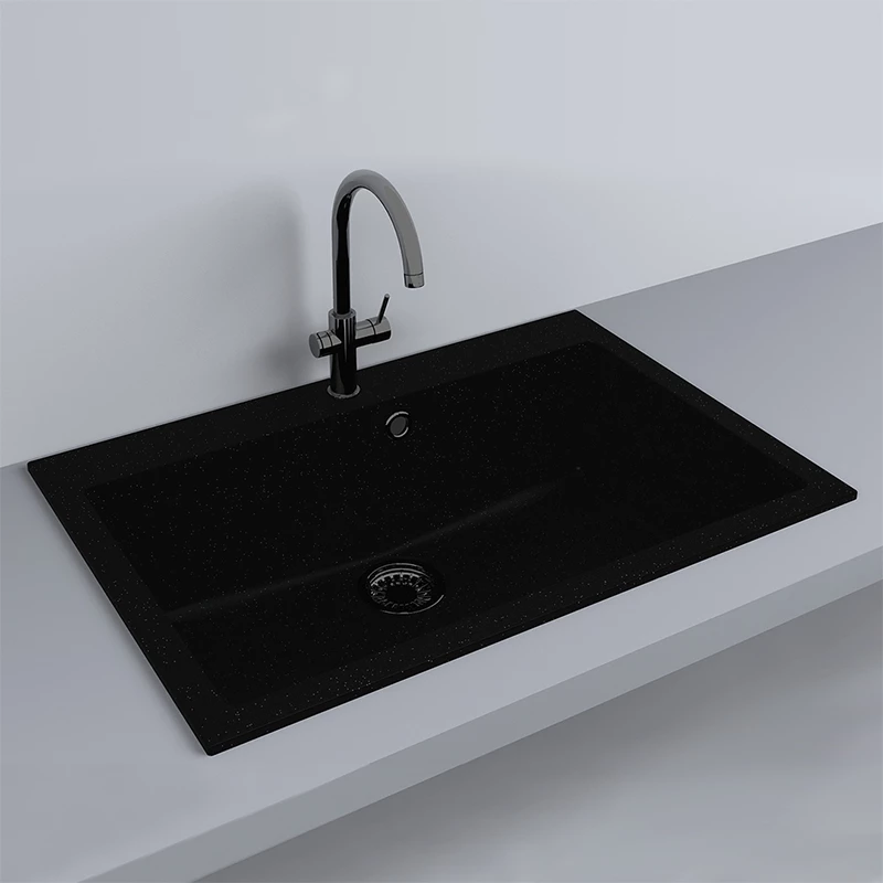 Lunart Noba 760 egymedencés gránit mosogató 761x506x220 fekete