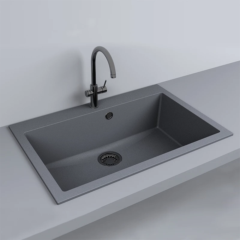 Lunart Noba 760 egymedencés gránit mosogató 761x506x220 szürke