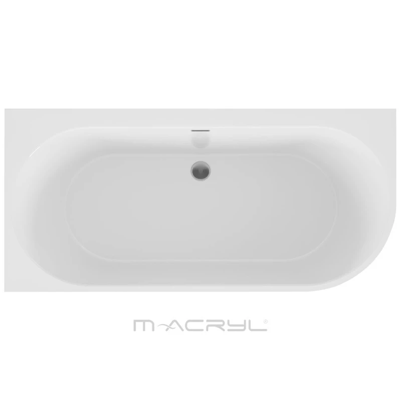 M-Acryl Balance akrilkád 160*75,  + előlap + láb (fehér) bal/matt fekete lefolyó