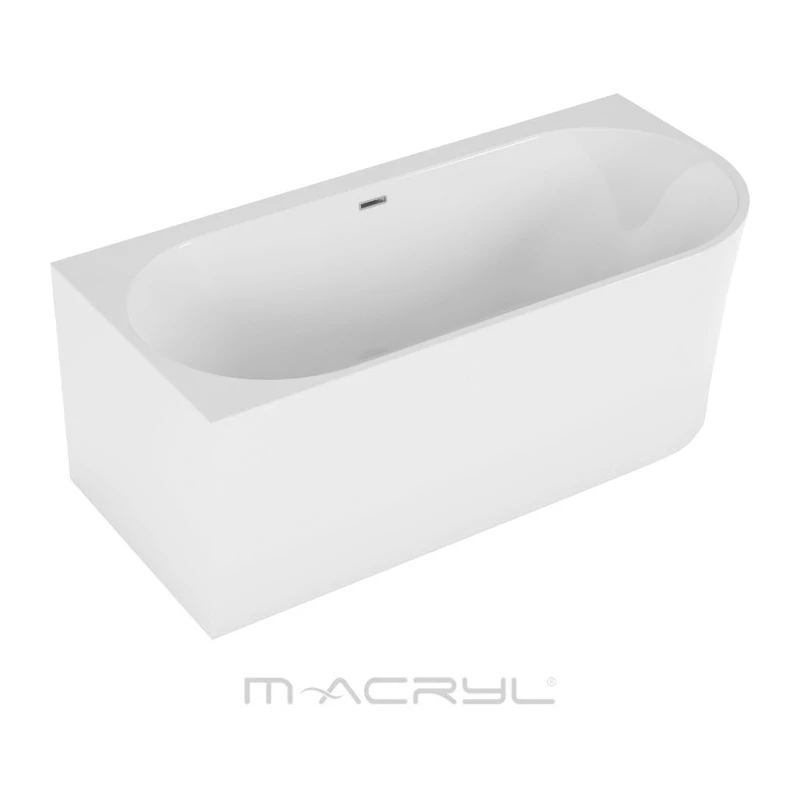 M-Acryl Balance akrilkád 160*75,  + előlap + láb (fehér) bal/matt fekete lefolyó