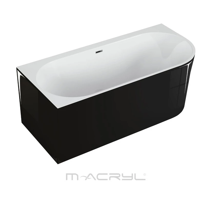 M-Acryl Balance akrilkád 160*75,  + előlap + láb (fekete) bal/króm lefolyó