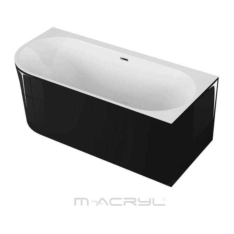 M-Acryl Balance akrilkád 160*75,  + előlap + láb (fekete) jobb/króm lefolyó