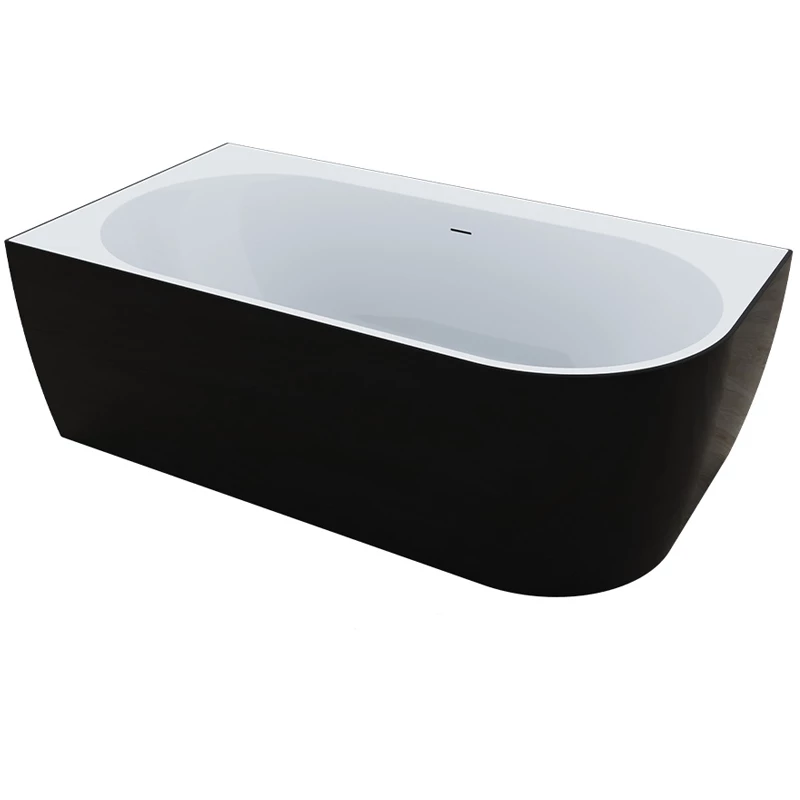 M-Acryl Harmony kád 159x84 B +előlap (fekete)+láb/ króm lefolyó