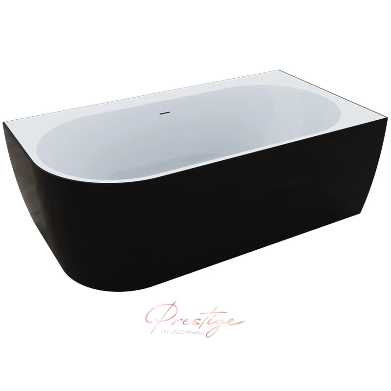 M-Acryl Harmony kád 159x84 J +előlap (fekete)+láb/ fehér lefolyó