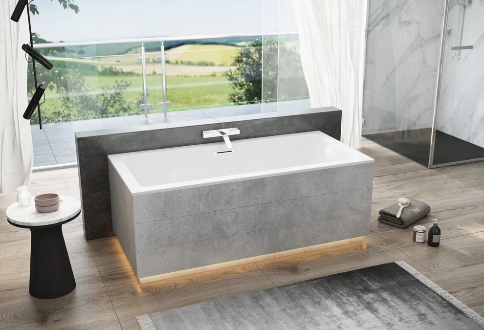 M-Acryl Sabina Pro Slim 170x75 + láb vízszintes túlfolyóval