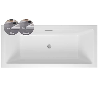 M-Acryl Sabina Pro Slim matt 180x80 + láb vízszintes túlfolyóval