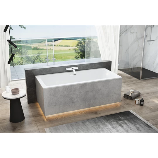 M-Acryl Sabina Pro Slim matt 180x80 + láb vízszintes túlfolyóval