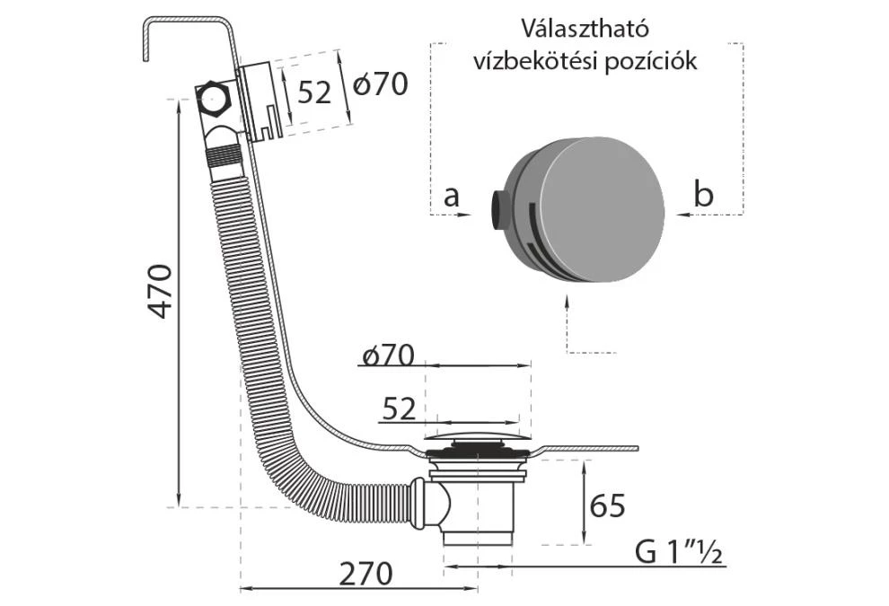 M-Acryl lefolyó vízfeltöltő Click Clack kerek matt fehér