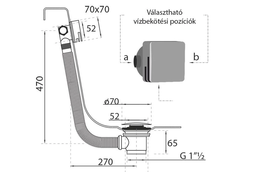 M-Acryl lefolyó vízfeltöltő Click Clack szögletes