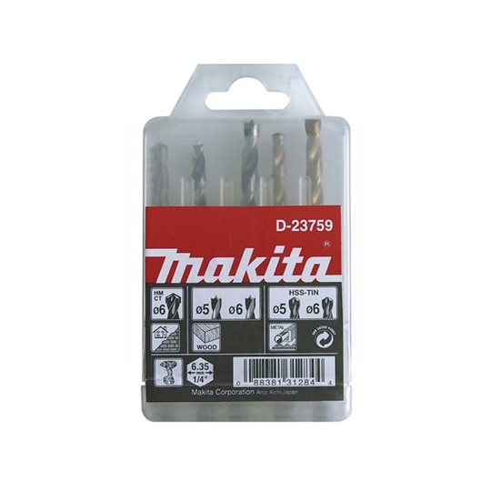 Makita fúrószár készlet 5db-os hatszög befogás, fa-fém-kőzet 5-6mm