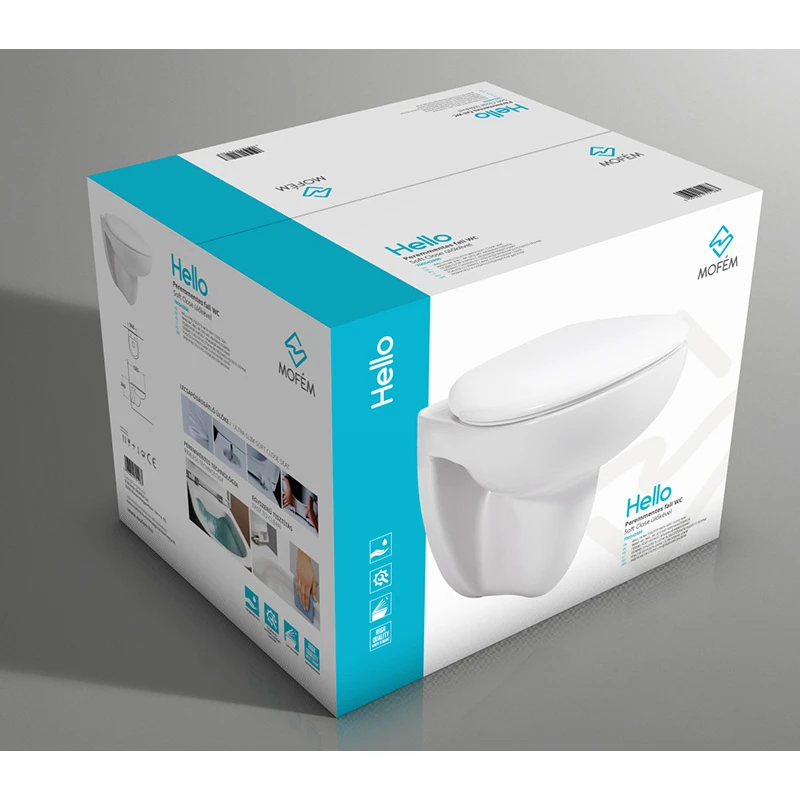 Mofém Hello Peremmentes fali WC Soft Close ülőkével lecsapódásgátló antibakteriális Duroplast ülőke fedéllel
