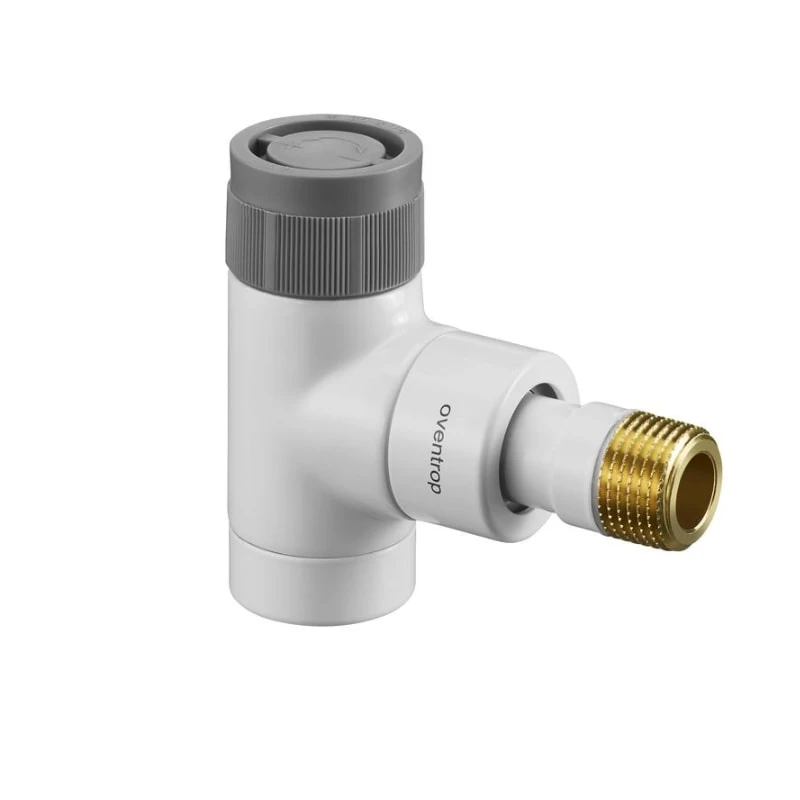 Oventrop E típusú termosztatikus radiátorszelep, PN10, DN15, 1/2", sarok, fehér, Q-Tech kivitel