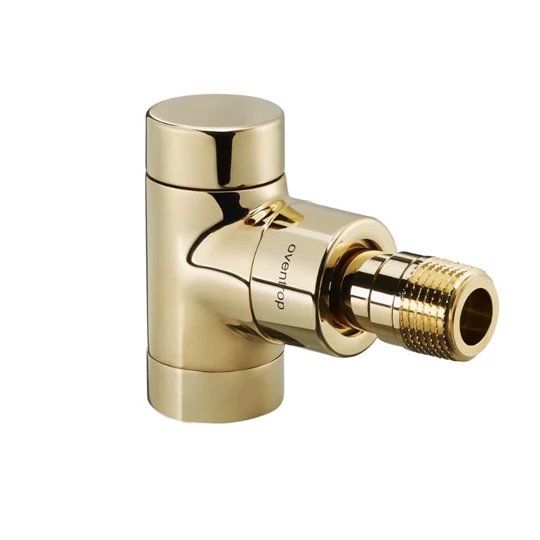 Oventrop E típusú visszatérő raditátorszelep, Combi E, PN10, DN15, 1/2", sarok, aranyozott