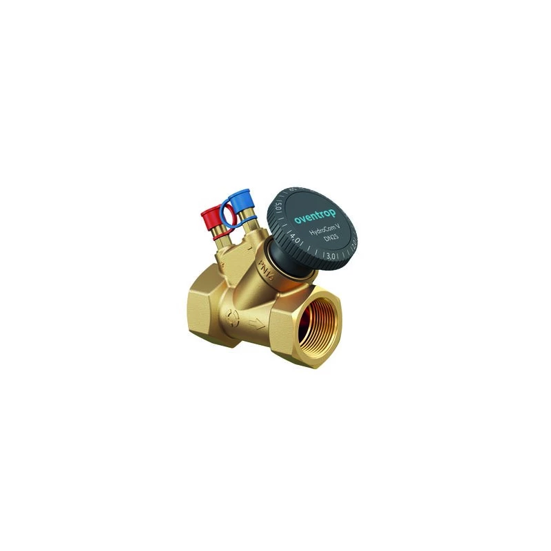 Oventrop HydroCom V beszabályozó szelep, DN20, 3/4" bm, HydroPort csatlakozóval, mérőszeleppel, sárgaréz, kvs=3,70