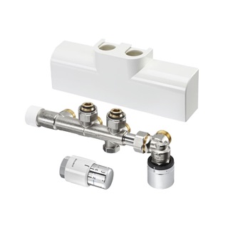 Oventrop Multiblock T-RTL csatlakozó szerelvény fürdőszobai radiátorhoz  (termofej: Uni SH, fehér)