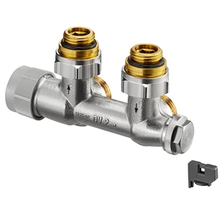 Oventrop Multiblock TQ csatlakozó szerelvény, 1/2" km x 3/4" km, kétcsöves, sarok, 10 - 170 l/h