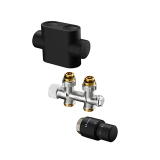 Oventrop Multiblock T/Uni SH csatlakozó készlet törölközőszárító radiátorokhoz, egyenes, matt fekete