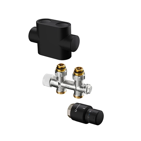 Oventrop Multiblock T/Uni SH csatlakozó készlet törölközőszárító radiátorokhoz, egyenes, matt fekete