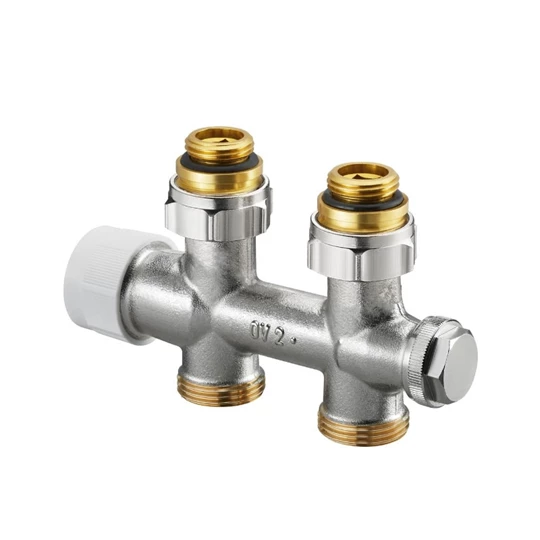 Oventrop Multiblock T csatlakozó szerelvény, 3/4" hollandi x 3/4" km, kétcsöves, sárgaréz, egyenes, kv=0.57, kvs=0.81