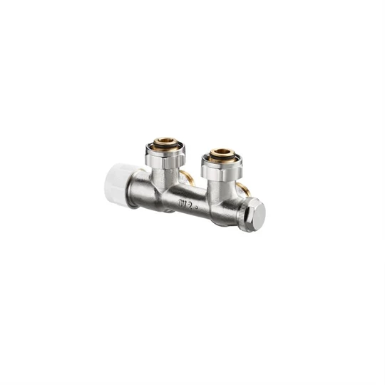 Oventrop Multiblock T csatlakozó szerelvény, 3/4" hollandi x 3/4" km, kétcsöves, sárgaréz, sarok, kv=0.57, kvs=0.81