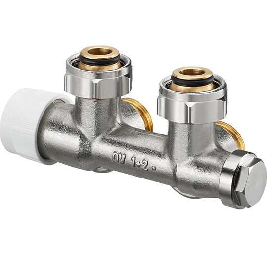 Oventrop Multiblock T csatlakozó szerelvény, egy- és kétcsöves, 3/4” hollandi x 3/4” km, sarok, kv=0.52, kvs=0.75