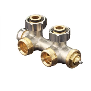Oventrop Multiblock T csatlakozó szerelvény, egy- és kétcsöves, 3/4” hollandi x 3/4” km, sarok, kv=0.52, kvs=0.75