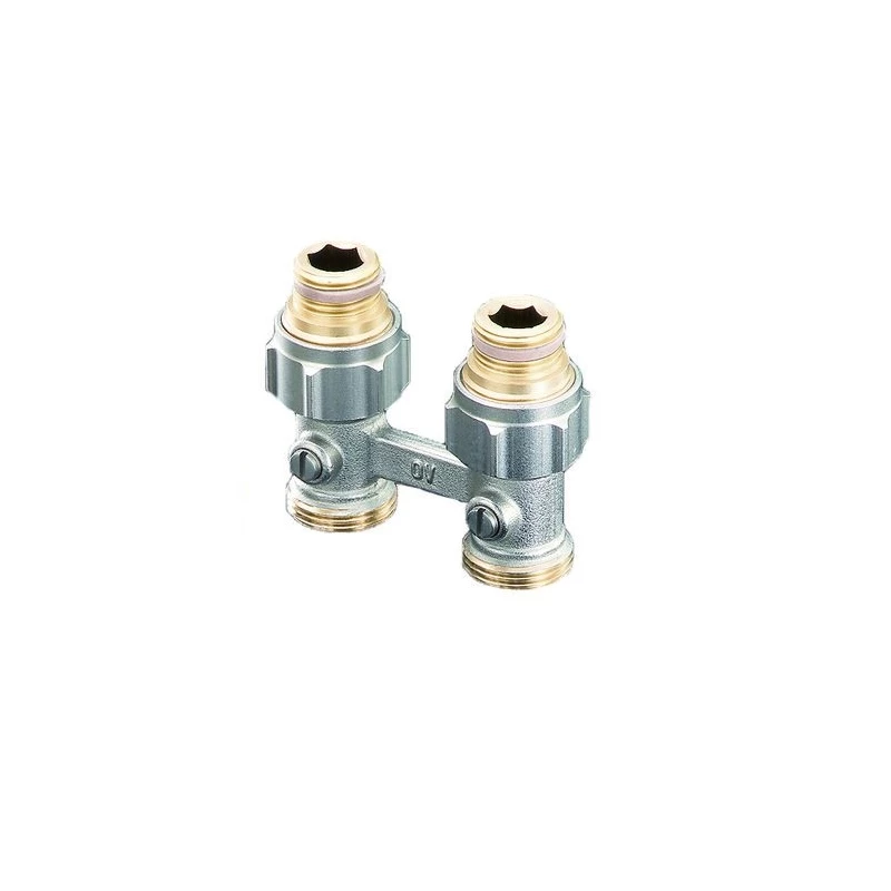 Oventrop Multiflex F kétcsöves fűtőtest-csatlakozás ZB, egyenes, 1/2" km x 3/4" km, sárgaréz, nikkelezett