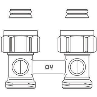 Oventrop Multiflex F kétcsöves fűtőtest-csatlakozás ZB, egyenes, 3/4" hollandi x 3/4" km, sárgaréz, nikkelezett