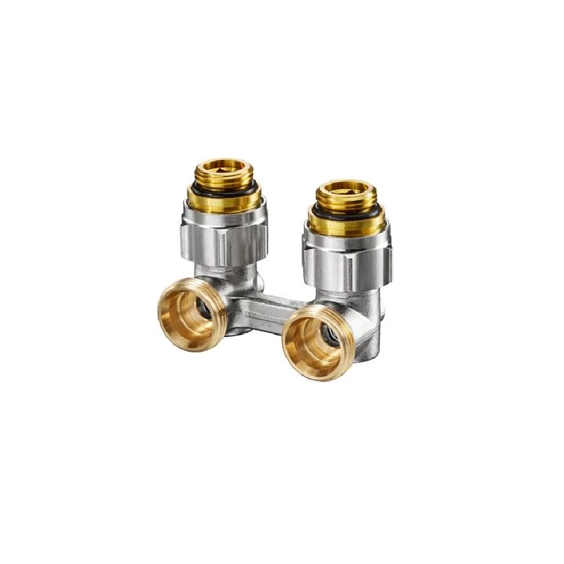 Oventrop Multiflex F kétcsöves fűtőtest-csatlakozás ZB, sarok, 1/2" km x 3/4" km, sárgaréz, nikkelezett