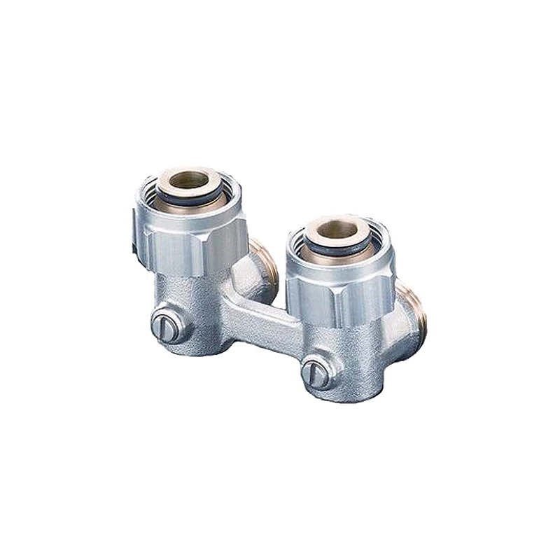 Oventrop Multiflex F kétcsöves fűtőtest-csatlakozás ZB, sarok, 3/4" hollandi x 3/4" km, sárgaréz, nikkelezett