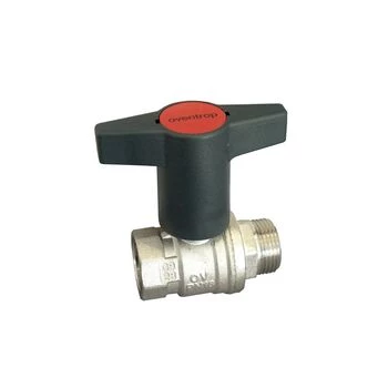 Oventrop Optibal golyóscsap, DN15, 1/2" kb, fix, PN20, PN16, műanyag fogantyúval, sárgaréz