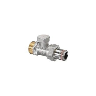 Oventrop Visszatérő fűtőtestszelep, Combi 2 típus, DN15, 1/2" x 3/4" km, PN10, egyenes, sárgaréz, nikkelezett