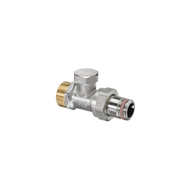 Oventrop Visszatérő fűtőtestszelep, Combi 2 típus, DN15, 1/2" x 3/4" km, PN10, egyenes, sárgaréz, nikkelezett