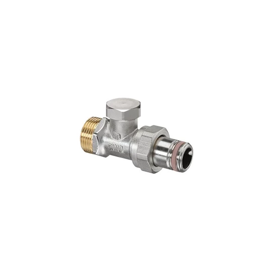 Oventrop Visszatérő fűtőtestszelep, Combi 2 típus, DN15, 1/2" x 3/4" km, PN10, egyenes, sárgaréz, nikkelezett